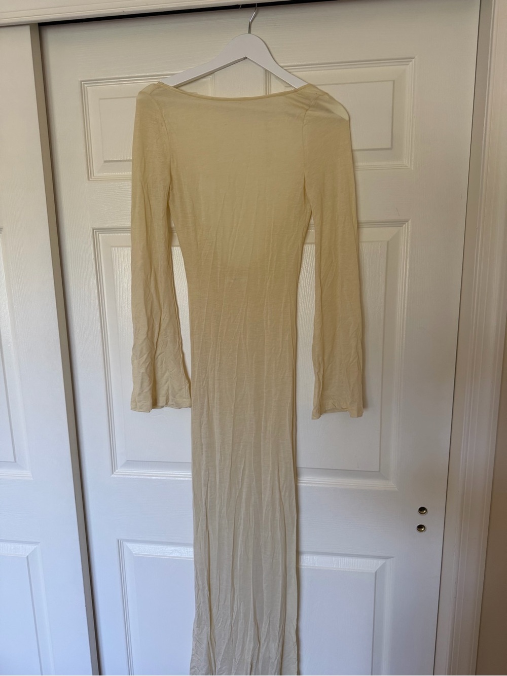 Long Sleeve Cream yellow Maxi Dress